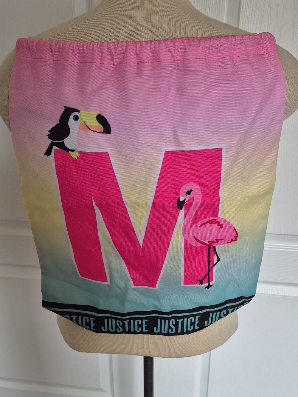 Justice Pink Drawstring Bag with Tropical M Graphic